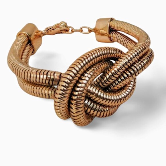 Chic Retro Gold Tone Double Snake Chain Gas Pipe Coil 8" Bracelet JW1545 - Picture 3 of 5